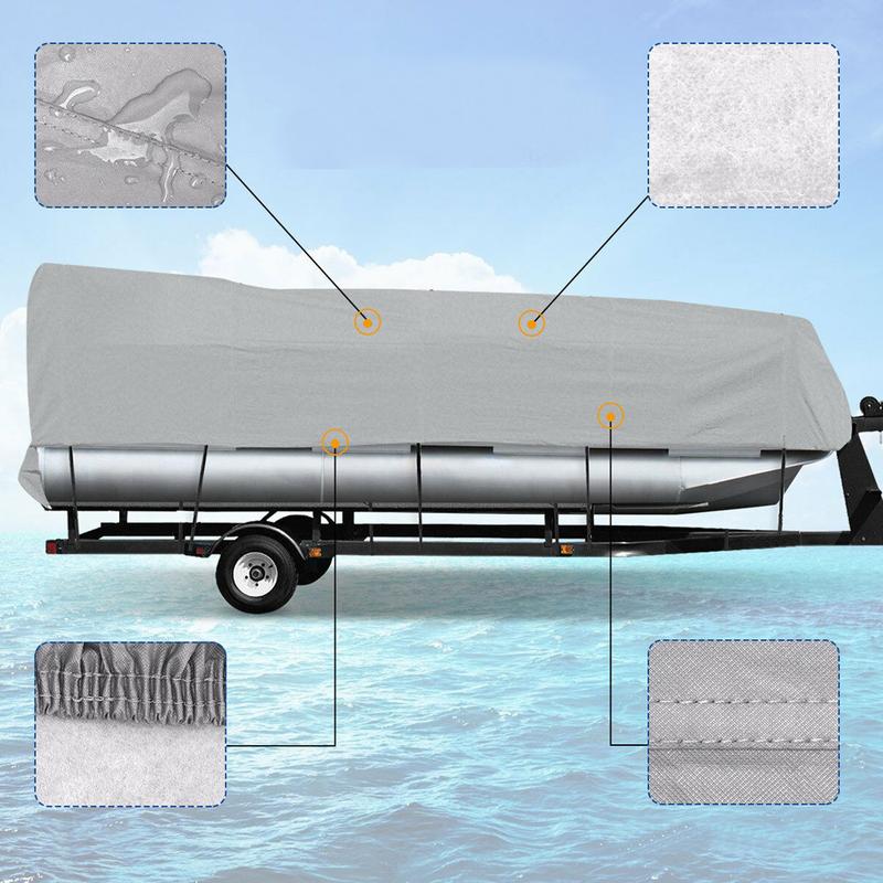 US Boat Cover Waterproof Trailerable Pontoon Heavy Duty Fabric Gray 21-24FT New