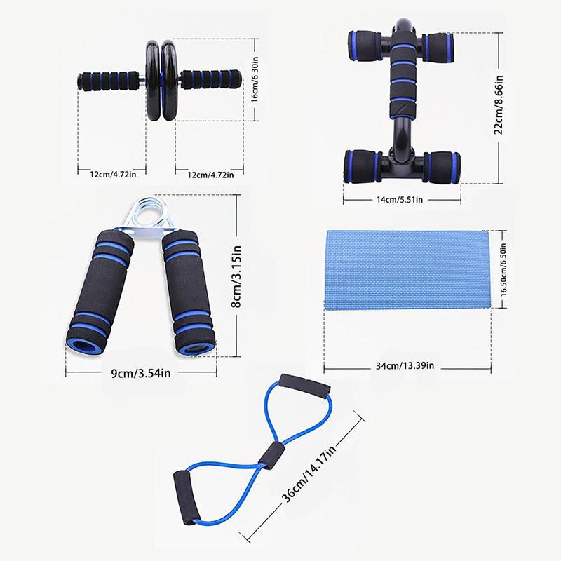 Ab Training Equipment Set, 5 Counts set Multifunctional Abdominal Wheel with Resistance Band & Knee Pad, Home Fitness Equipment for Men & Women