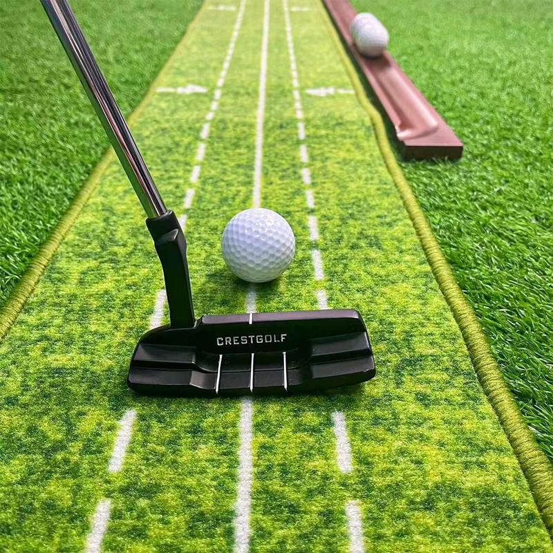 Golf Putting mat Green Indoor and Outdoor with Auto Ball Return,Game Practice Golf Gifts for Home, Office, Backyard Indoor Golf and Outdoor Use, Crystal Velvet Mat and Solid Wood Base