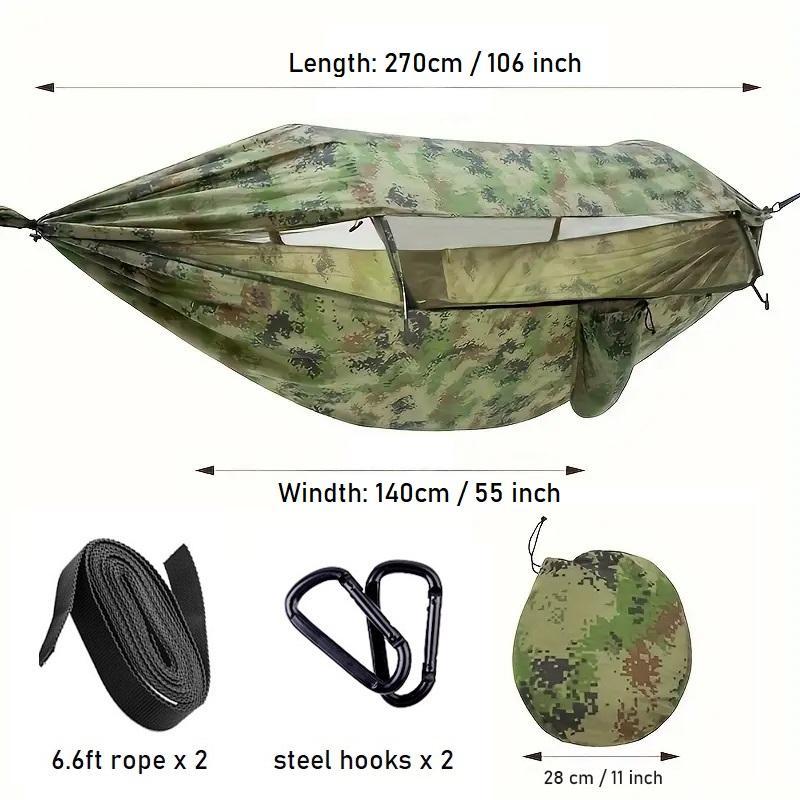 Automatic Quick Open Hammock with Mosquito Net, 1 Set Summer Outdoor Foldable Hammock, Hammock Hanging, Hammock Folding, Quick Open Outdoor Portable Hammock with Net, Parachute Hammock