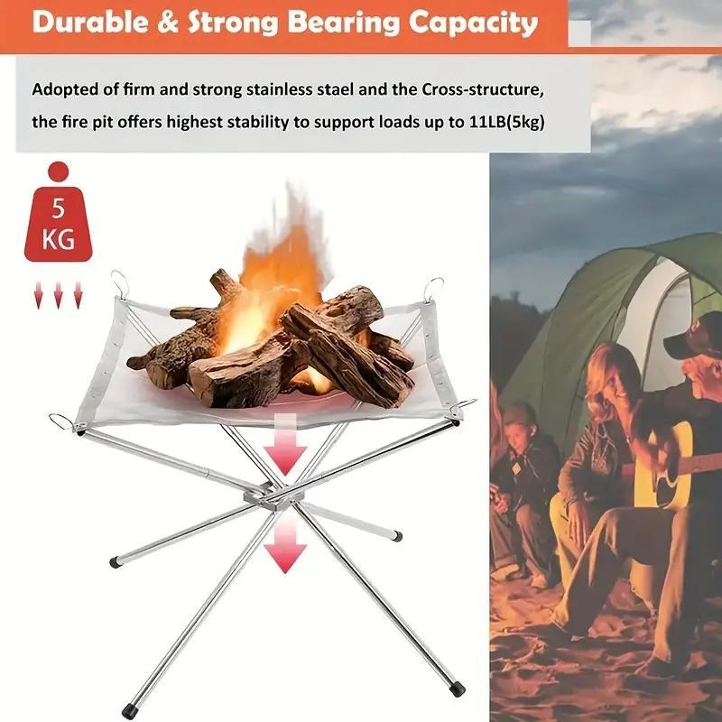 Portable Outdoor Burning Stand, 1 Set Folding Outdoor Wood Burning Campfire Stand with Storage Bag, Camping & Hiking Equipment