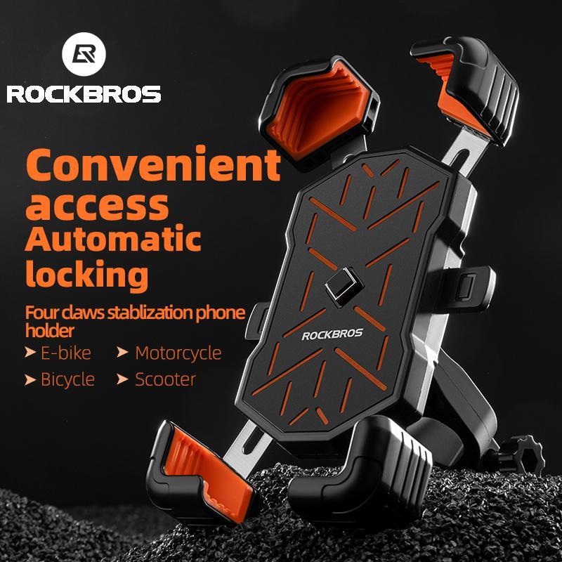 ROCKBROS Bike Phone Holder Mount, for 4.5''-7.1'' Phones, Quick Release Bike Phone Mount Handlebar Clamp, 360° Rotatable Bike Phone Holder