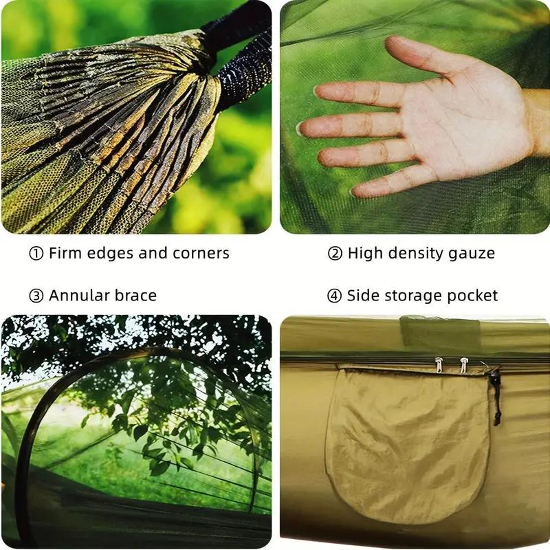 Automatic Quick Open Hammock with Mosquito Net, 1 Set Summer Outdoor Foldable Hammock, Hammock Hanging, Hammock Folding, Quick Open Outdoor Portable Hammock with Net, Parachute Hammock