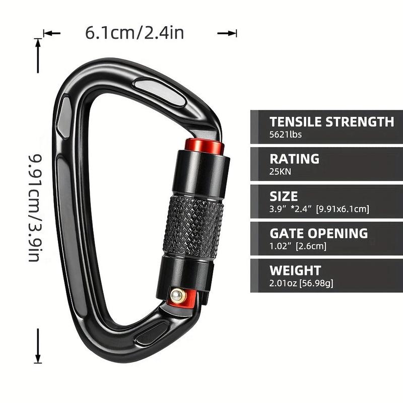 Durable 25KN Auto Locking Climbing Carabiner Clip, Portable Buckle for Rock Climbing, Rappelling, and Mountaineering, Safety Locking Mechanism for Secure Climbing Summer Gift, Summer Essentials, Cruel Summer, Christmas Gift