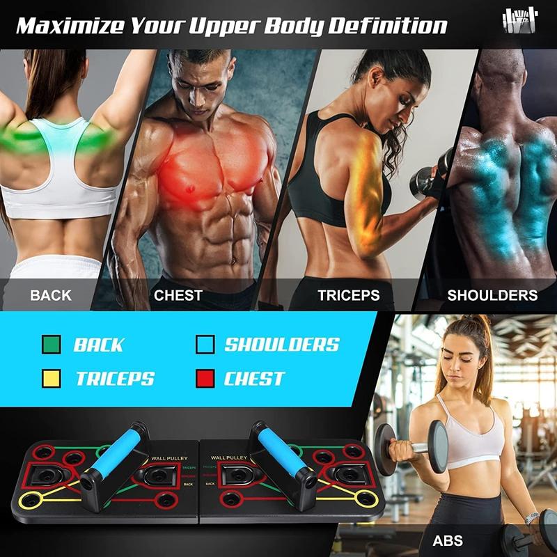 Push Up Board with Sit up Stand. Multifunctional Push Up Board with Resistance Bands, portable exercise equipment, Strength  Equipment, Push Up Handles for  Pushups, Home Fitness for Men