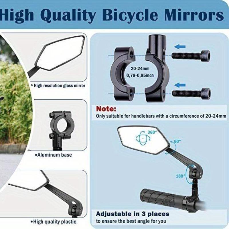 Christmas Bike Handlebar Rearview Mirror, 2 Counts set 360° Rotatable Wide Angle Rear View Mirror, Universal Fit for Bicycle, E-bike, Scooter, and Snowbike