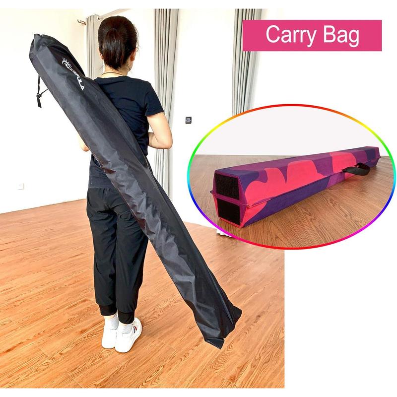 6 FT   8 FT   9 FT Folding Gymnastics Beam Foam Balance Floor Beam - Extra Firm - Suede Cover - Anti Slip Bottom with Carry Bag for Kids Adults Home Use