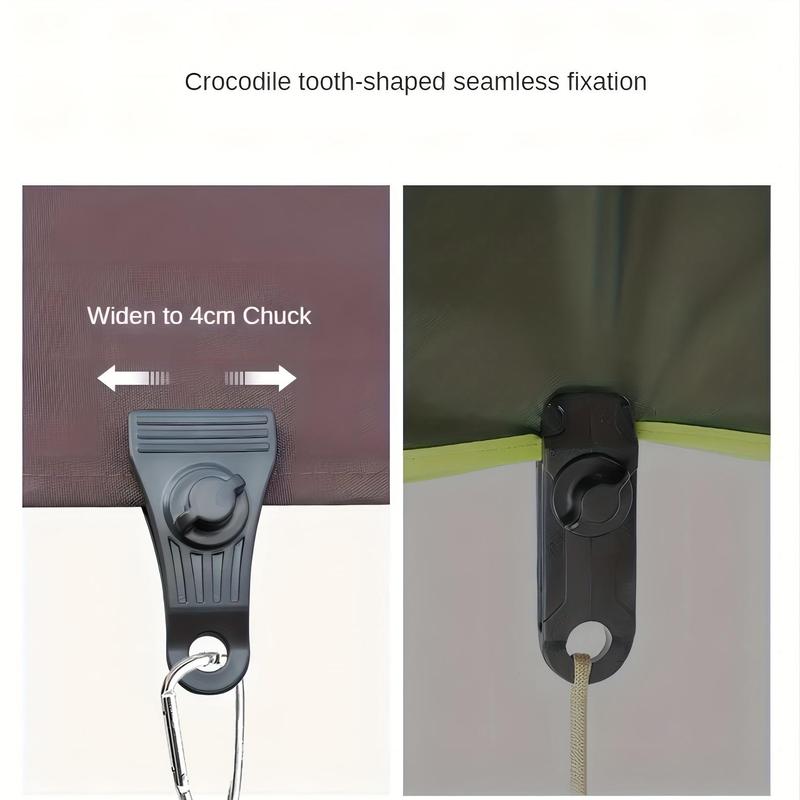 Tent Clamp with Carabiner, 1 Set Outdoor Tarp Awning Canopy Clip Tighten Tool for Camping Trips, Tent Accessories