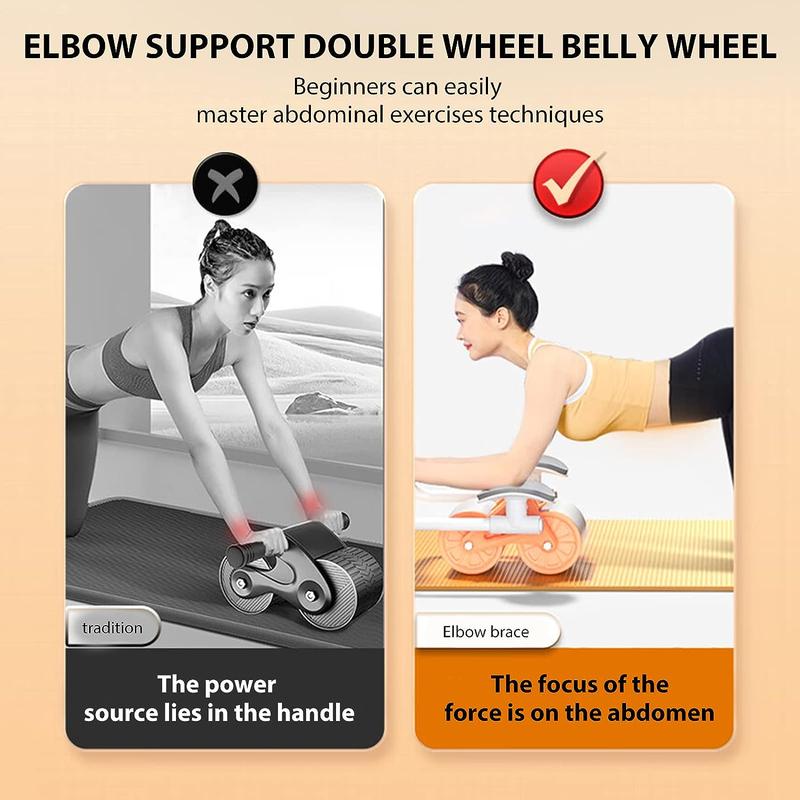 Healthy abdominal wheel，Elbow Support Ab Roller Wheel - Ab Roller with Elbow Support, Automatic Rebound Abdominal Wheel with 2 Elbow Supports, Timer , Plank Exercise Roller for Abdominal & Core Strength Training