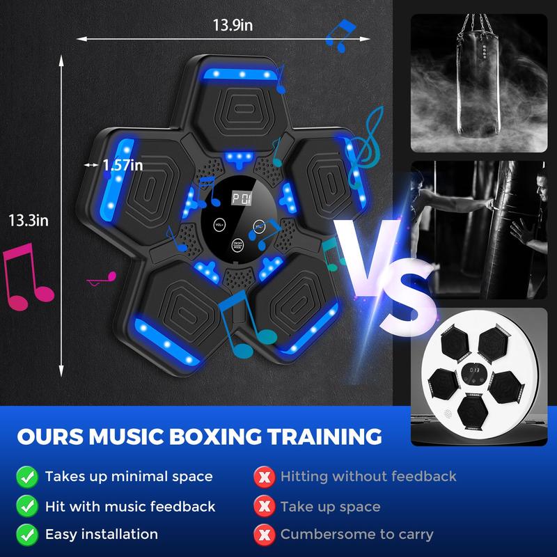 2024 Music Boxing Machine with Boxing Gloves, Smart Bluetooth Boxing Machine with LED Electronic Wall Mounted, Music Boxing Target Workout Punching Equipment for Home(Upgrade) Parent-Child Games TOYS