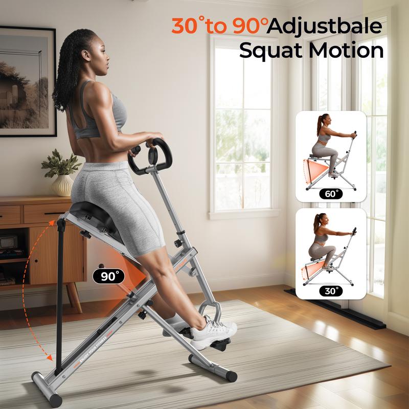 FLYBIRD Squat Machine for Home,Rodeo Core Exercise Machine,330lbs Foldable,Adjustable 4 Resistance Bands,Ride & Rowing Machine for Botty Glutes Butt Thighs, Ab Back Leg Press Hip Thrust