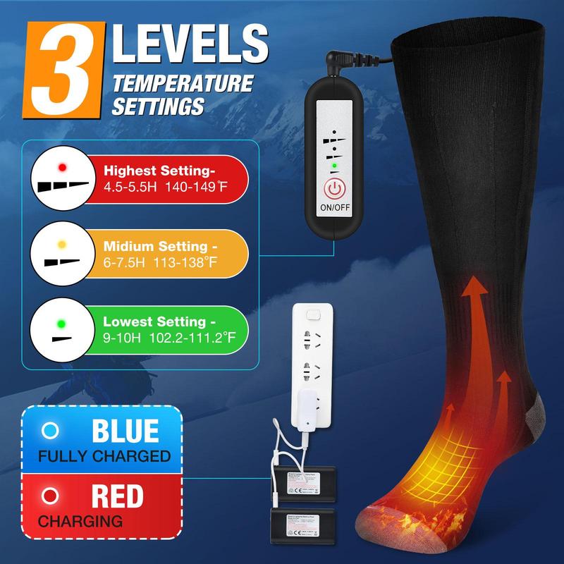 Remote Control Heated Socks for Men Women, 1 Set Electric Heating Socks, Winter Warm Socks for Skiing Riding Camping Hiking Motorcycle, Christmas Gift