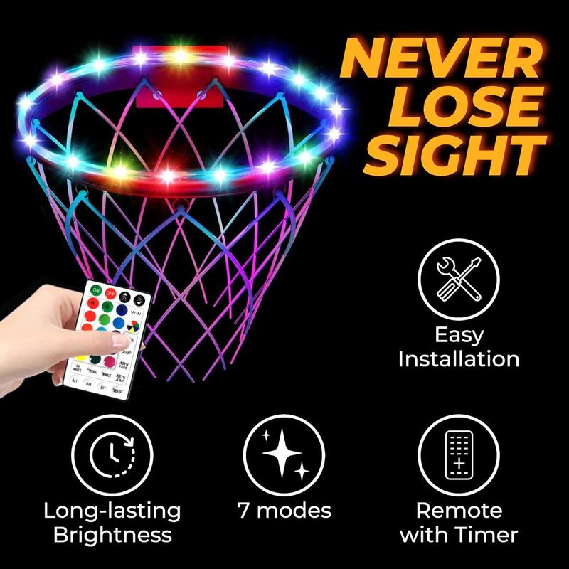 LED Basketball Hoop Light - Color Changing, Motion Sensing, 1.5m - Light Up Basketball, Glow in The Dark Basketball Light