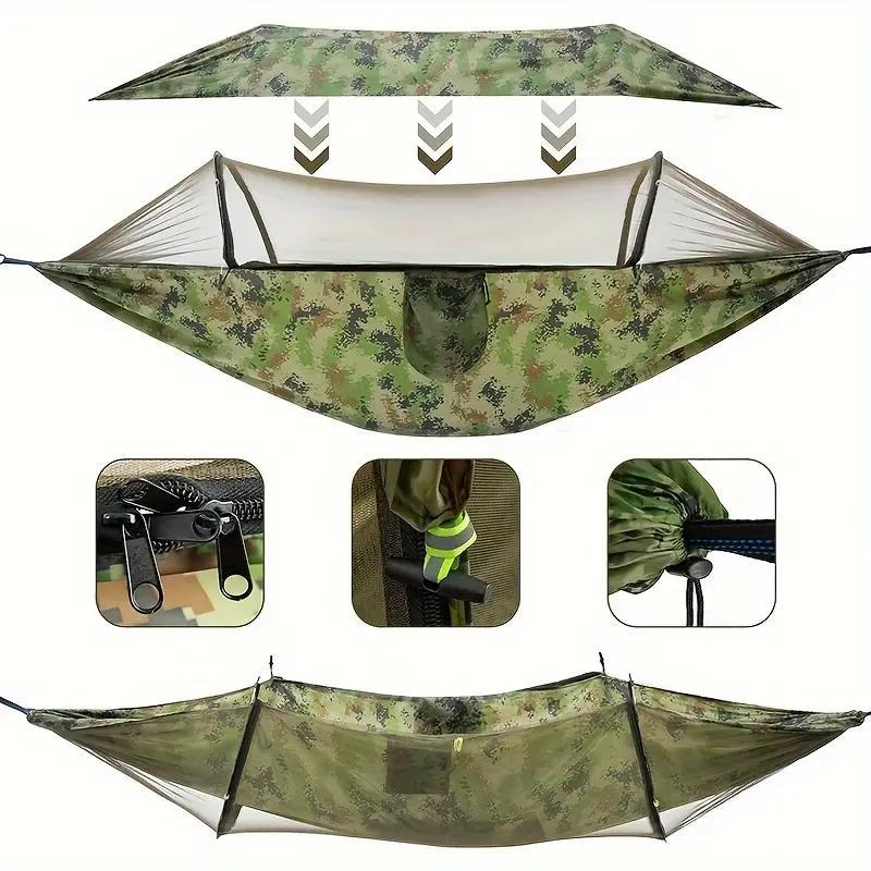 Automatic Quick Open Hammock with Mosquito Net, 1 Set Summer Outdoor Foldable Hammock, Hammock Hanging, Hammock Folding, Quick Open Outdoor Portable Hammock with Net, Parachute Hammock