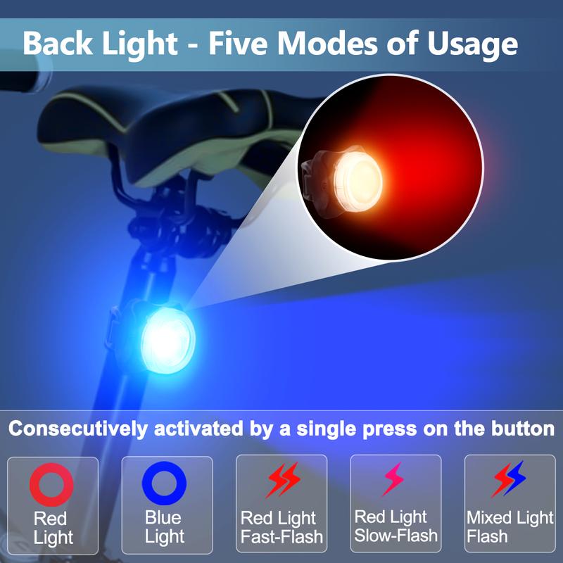 2Pcs USB Rechargeable Bicycle lights Set,Waterproof Outdoor Bike Light,Mini LED Headlight Taillight Bicycle Front & Rear Safety Warning Bicycle Lamp Waterproof for Road Mountain Cycling,Night Riding,Camping,Running,Hiking,Walking Dogs Fishing Lamp