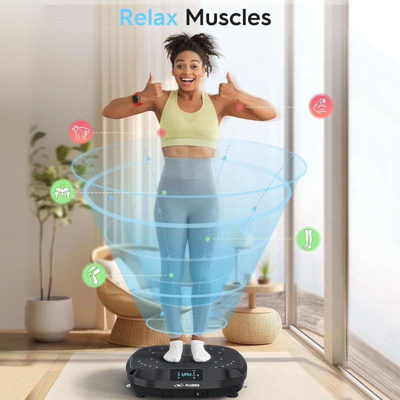 FLYBIRD Vibration Plate Exercise Machine, Lymphatic Drainage Machine, Whole Body Workout Vibration Platform w  2 Resistance Bands for Wellness and Fitness vibrationalplate