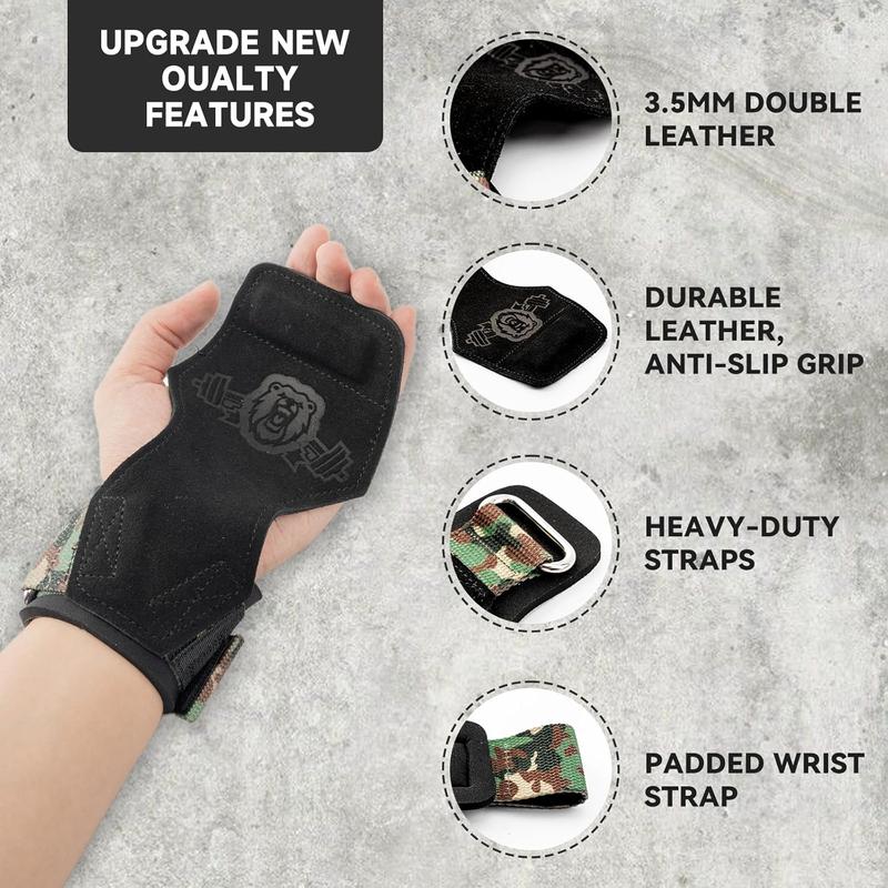 MANUEKLEAR Gym Straps Weight Lifting, Double Leather Lifting Straps for Men Deadlift with Cushion Wrist Loop, Gym Lifting Wrist Wraps for Weightlifting