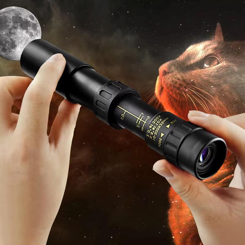 10-300x40 High Definition Monocular Telescope, Retractable Zoom Magnification Adjustable Telescope, Outdoor Hunting Camping Bird Watching Telescope