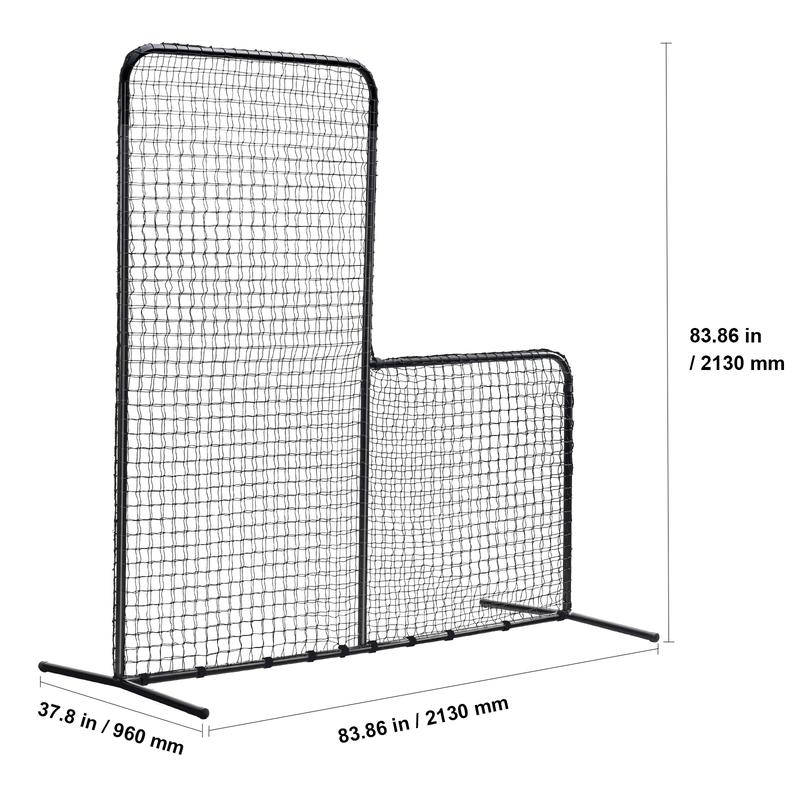 VEVOR L Screen Baseball for Batting Cage, 7x7 ft Baseball Softball Safety Screen, Body Protector Portable Batting Screen with Carry Bag & Ground Stakes, Heavy Duty Pitching Net for Pitchers Protection