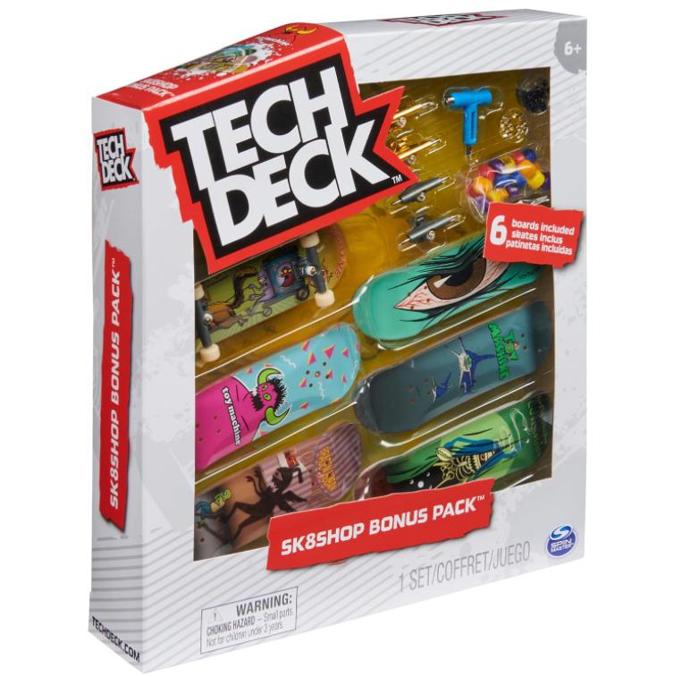 TECH DECK, Toy Machine Sk8shop Fingerboard Bonus Pack, Collectible and Customizable Mini Skateboards, Kids Toys for Ages 6 and up