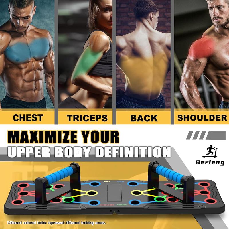 Solid Push up Board 15 in 1 Home Workout Equipment Multi-Functional Pushup Stands System Fitness Floor Chest Muscle Exercise Professional Equipment Burn Fat Strength Training Arm Men & Women Weights Berleng