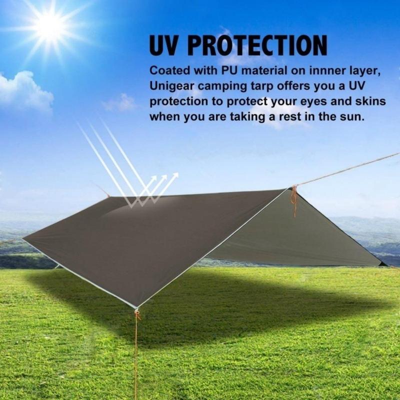 3mx3m Sun Shade,Ultra-Light Awning Set, Sunshade And Anti-Uv Coating, 210D Thickened Oxford Cloth Camping Waterproof Awning, Tarpaulin Tent Hammock Rain Fly Camping,UV Block for Backyard Pergola Porch Deck Garden Patio Outdoor Activities