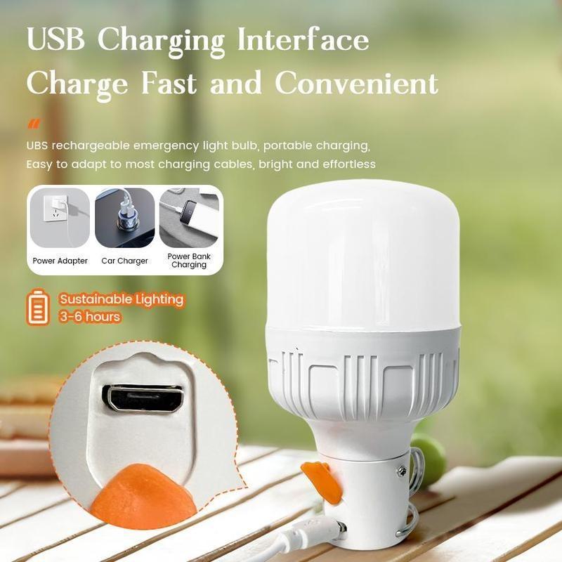 Outdoor Lighting Ball, USB Rechargeable LED Bulb with Portable Hook, LED Lights, 3 Levels Of Brightness Wireless Lighting for Outdoor Camping