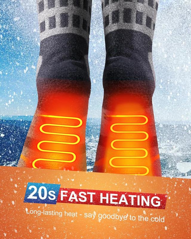 Heated Socks for Women Men, Rechargeable Electric Heated Socks Up to 10 Hours, 4 Temperature Control & 5000mAh 5V Battery - Washable Winter Warm Socks for Hunting Fishing Skiing Camping Outdoor