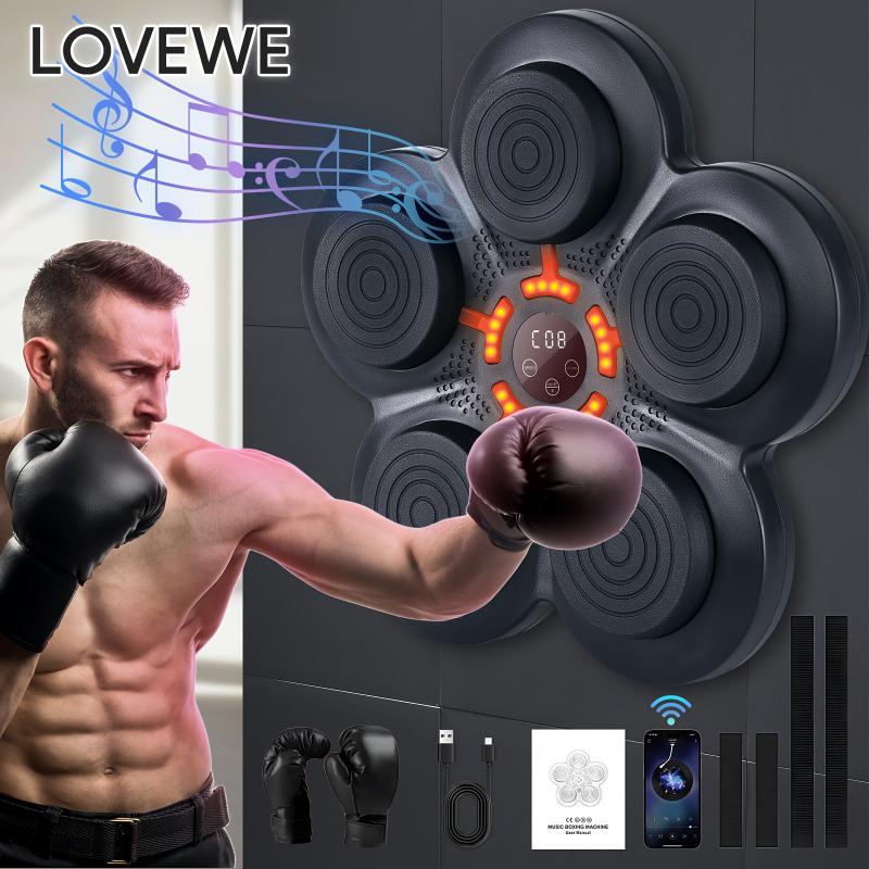 2024 New Music Boxing Machine For Adults And Kids, Electronic Boxing Trainer With Gloves, Model Boxing Machine Wall Mounted Music With LED Electronic For Home Indoor Workout Equipment