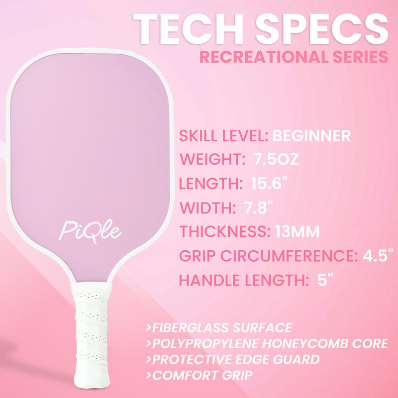 PiQle Cute Pickleball Paddle - Lightweight Pink Fiberglass Women's Racket