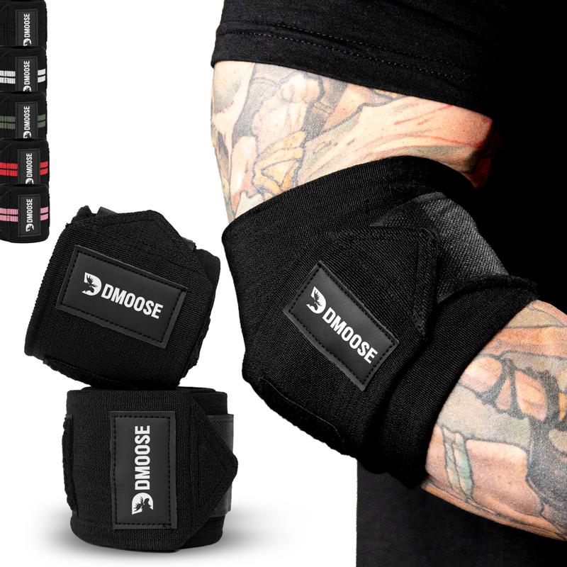 DMoose Elbow Wraps for Weightlifting, Powerlifting, Bench Press & Cross Training and Support Injury Recovery