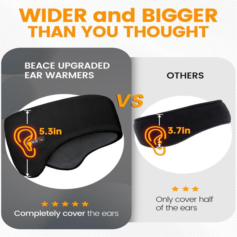 Double-Layer Fleece Ear Warmers Winter Headband for Men Women-Ear Muffs Ear Covers for Running Cycling Ski