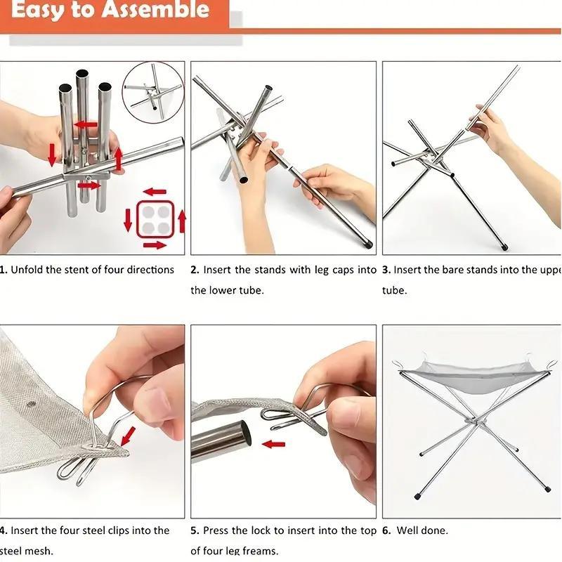 Portable Outdoor Burning Stand, 1 Set Folding Outdoor Wood Burning Campfire Stand with Storage Bag, Camping & Hiking Equipment