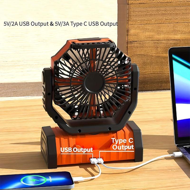 Portable 10000mAh Camping Fan with LED Lights, High Brightness Tent Light with Remote Control & Timing Function, Protable Fan, 4 Wind Speeds Fan for Outdoor Hiking Fishing