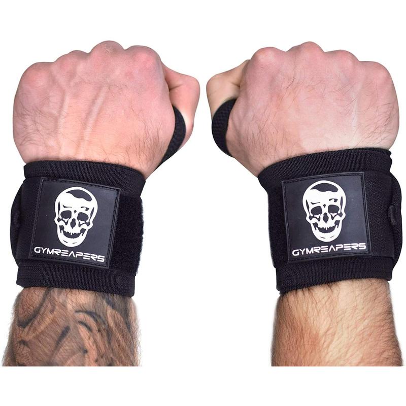 Wrist Wraps Weightlifting - Stiff Heavy Duty 18 inch Wraps With Thick Thumb Loop For Powerlifting, Bodybuilding, Cross Training, & Heavy Presses