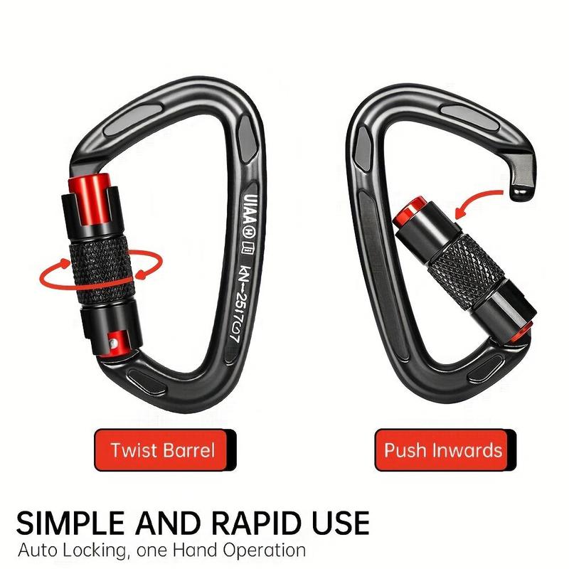 Durable 25KN Auto Locking Climbing Carabiner Clip, Portable Buckle for Rock Climbing, Rappelling, and Mountaineering, Safety Locking Mechanism for Secure Climbing Summer Gift, Summer Essentials, Cruel Summer, Christmas Gift