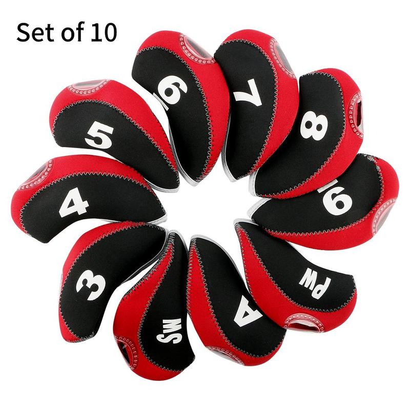 10pcs Golf Club Head Cover Set, Golf Club Dust-proof Protective Covers, Professional Golf Accessories For Enthusiasts