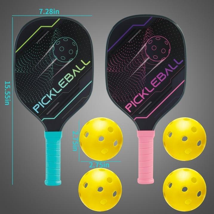 Pro-Level Pickleball Paddle Set - 2 Paddles + 4 Balls, Perfect for Indoor & Outdoor Play!