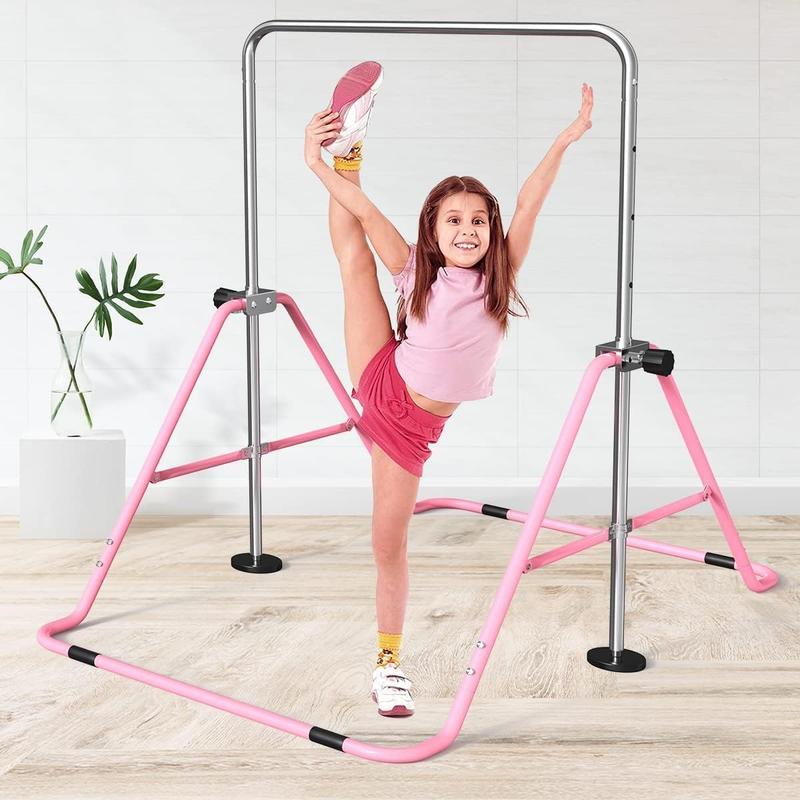 FBsport Gymnastics Bar for Kids with Rings, Adjustable Height Folding Horizontal Bars, Junior Gymnastics Training Monkey Bars for Home Practice Using Adjustable Kids