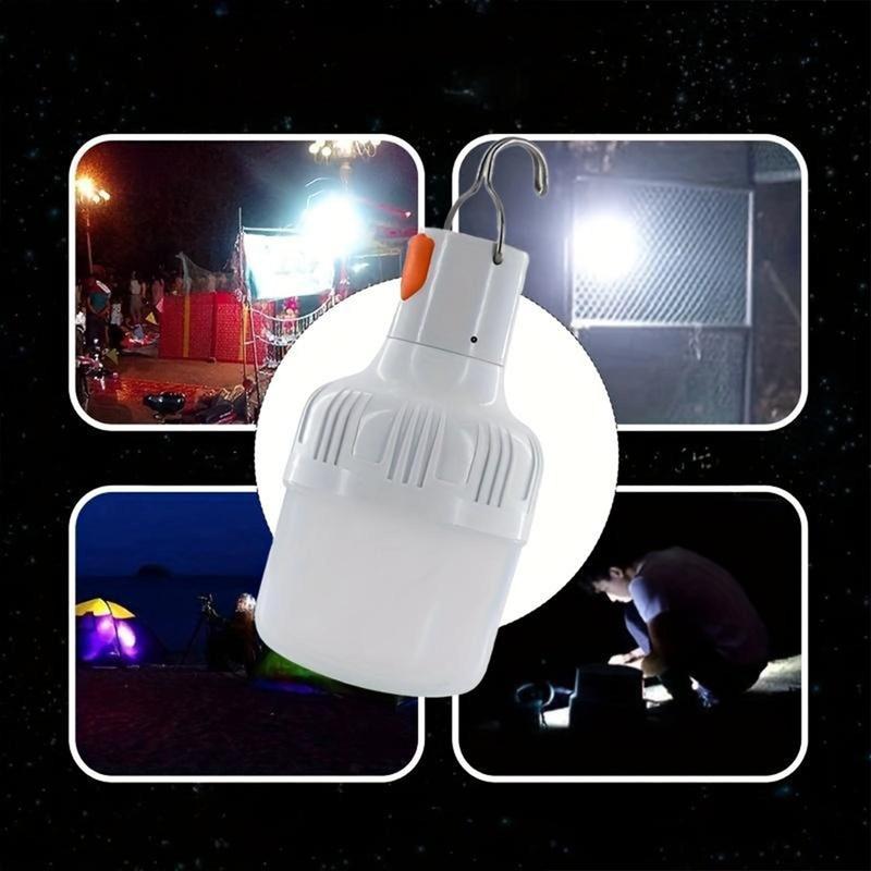 Outdoor Lighting Ball, USB Rechargeable LED Bulb with Portable Hook, LED Lights, 3 Levels Of Brightness Wireless Lighting for Outdoor Camping