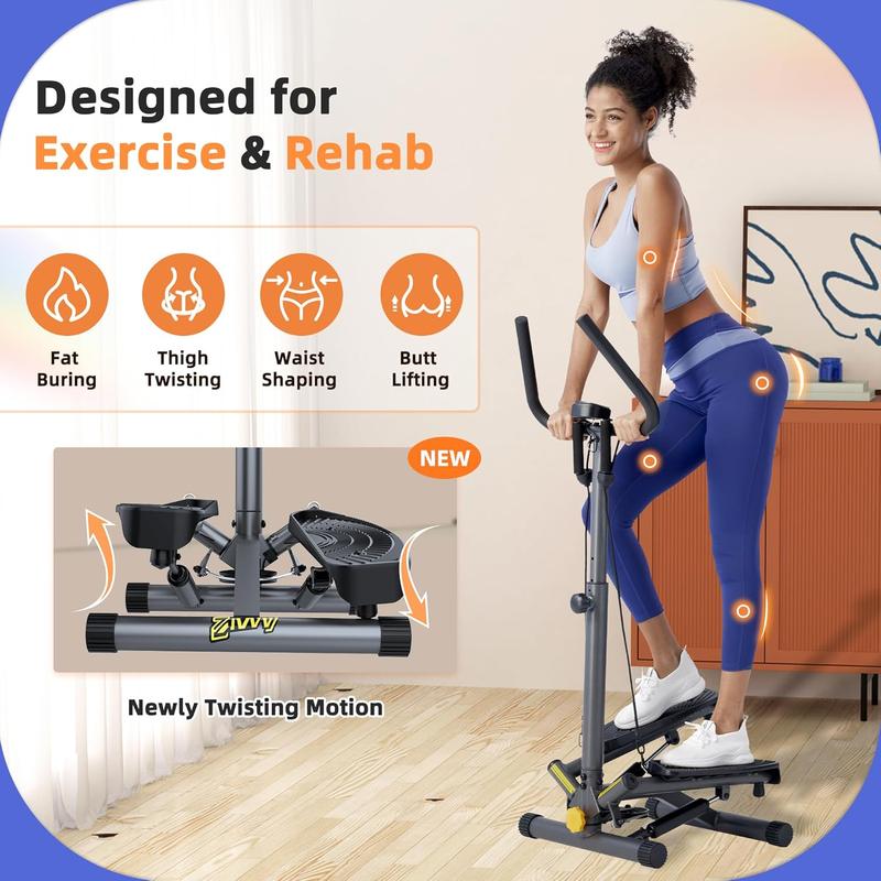 Twist Stepper with Resistance Bands, Stepper Machine with 300LBS Weight Capacity, Mini Stepper for Full Body Workout, Adjustable Step Height, Smooth and Quiet, Stepper for Exercise at Home