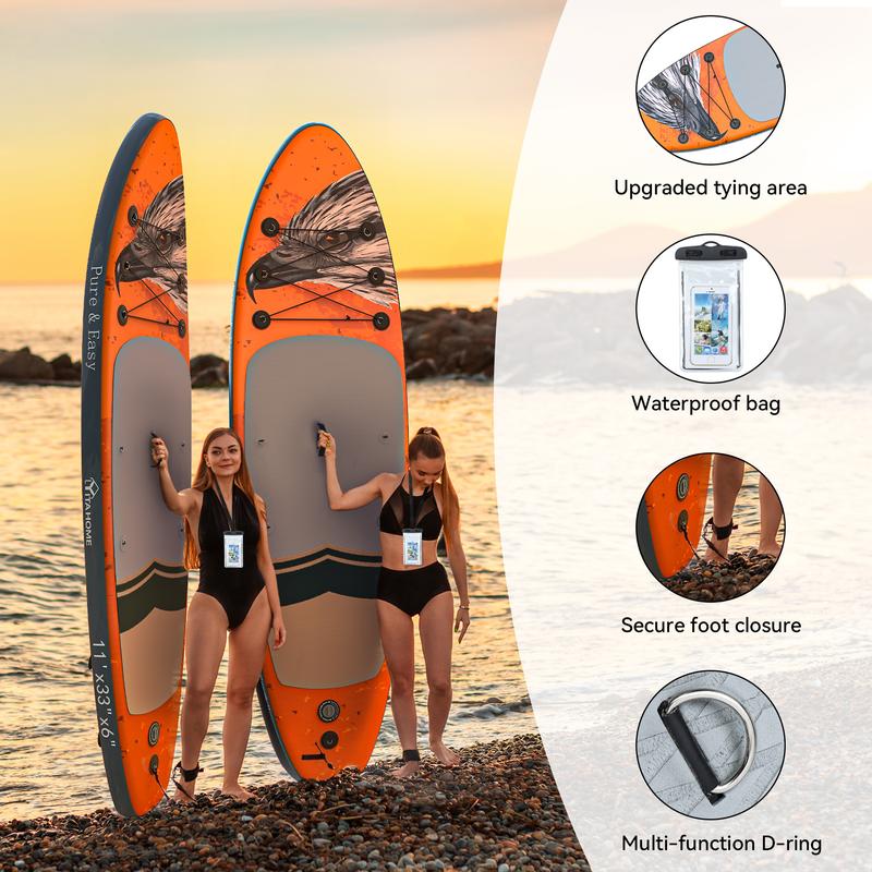 YITAHOME 11ft 6in Inflatable Stand Up Paddle Board with SUP Accessories - Backpack, Wide Stance, Surf Control, Waterproof Phone Case, Leash, Paddle, Pump, Non-Slip Deck for All Skill Levels