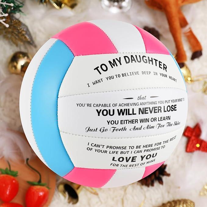 Volleyball Gift for Daughter Personalized Indoor Outdoor Sports Balls,Engraved Message Volleyballs Official Size 5 Birthday Presents from Mom Dad,with Pump (X0041QDPC5)