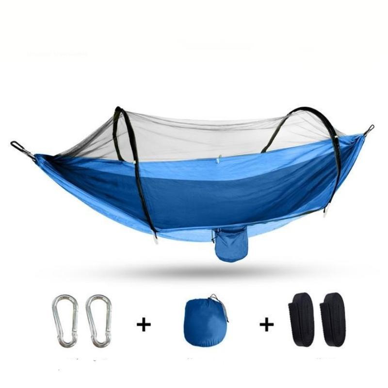 Automatic Quick Open Hammock with Mosquito Net, 1 Set Portable Hammock with Accessories, Outdoor Camping Hammock, Camping & Hiking Equipment