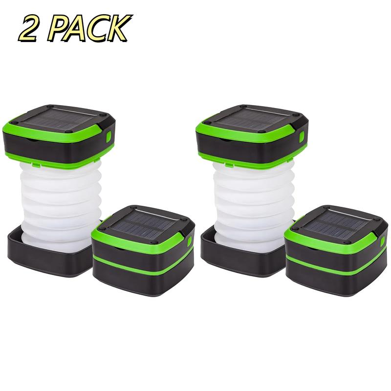 Solar Lantern Camping, Collapsible Solar Camping Light Rechargable,LED Portable USB Solar Lamp IP54 Waterproof Lights for Backpacking Gear,Emergency Charger for Power Outage(2PACK)