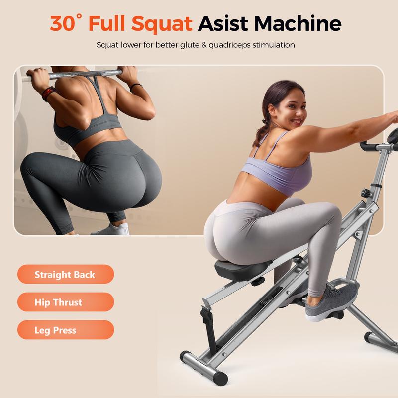 FLYBIRD Squat Machine for Home,Rodeo Core Exercise Machine,330lbs Foldable,Adjustable 4 Resistance Bands,Ride & Rowing Machine for Botty Glutes Butt Thighs, Ab Back Leg Press Hip Thrust