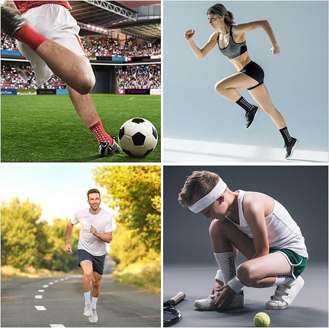 4 Pair Men's Soccer Socks Anti Slip Non Slip Grip Pads for Football Basketball Sports Grip Socks