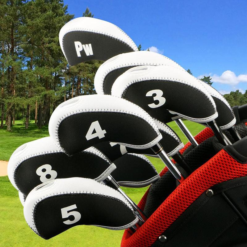 10pcs Golf Club Head Cover Set, Golf Club Dust-proof Protective Covers, Professional Golf Accessories For Enthusiasts