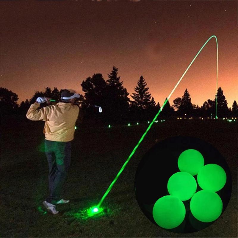 Glow in The Dark Golf Ball, 5 Counts set Portable Durable Luminous Golf Ball for Summer Gift, Glowing Golf Ball for Night Training, Ball Sports Equipment Supplies for Daily Use, Christmas Gift