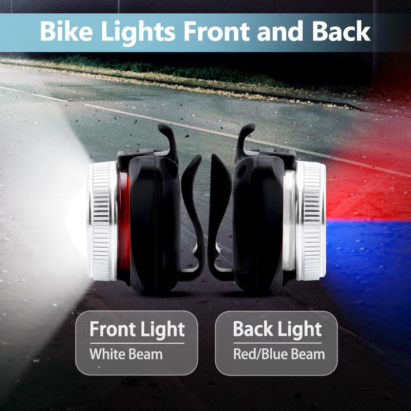 2Pcs USB Rechargeable Bicycle lights Set,Waterproof Outdoor Bike Light,Mini LED Headlight Taillight Bicycle Front & Rear Safety Warning Bicycle Lamp Waterproof for Road Mountain Cycling,Night Riding,Camping,Running,Hiking,Walking Dogs Fishing Lamp